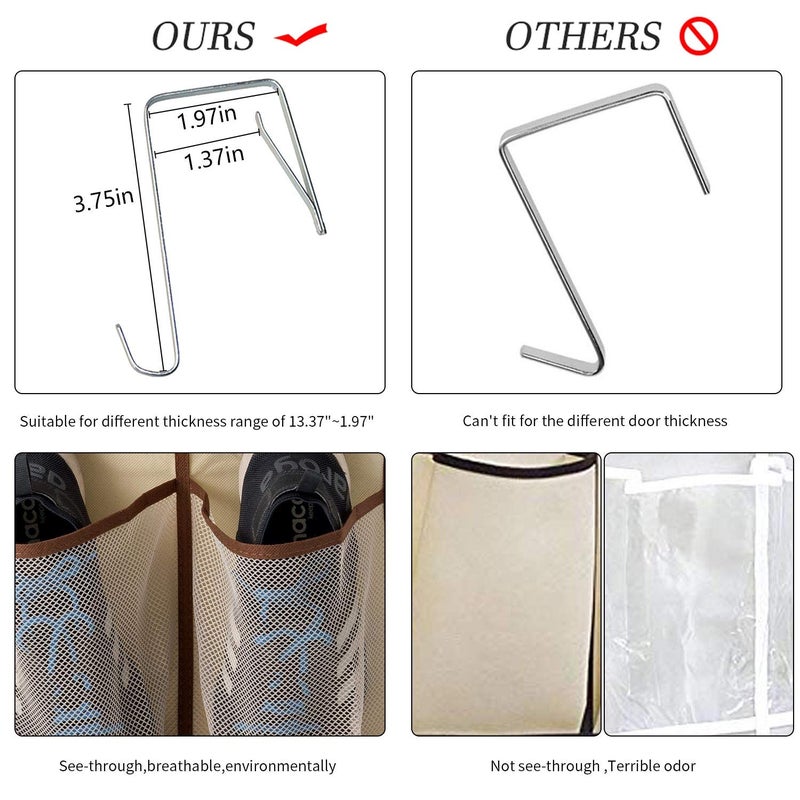 KEEPJOY Over The Door Shoe Organizer,Hanging Shoe Organizer 12 Mesh Pockets Shoe Organizer for Closet,Works Well for Men and Woman Kids Shoes Storage, 57.5Ã—12.6inch(Beige) - Image 5